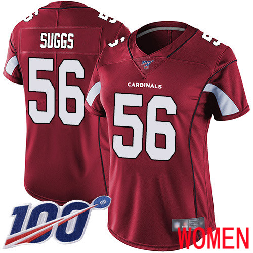 Arizona Cardinals Limited Red Women Terrell Suggs Home Jersey NFL Football #56 100th Season Vapor Untouchable->arizona cardinals->NFL Jersey